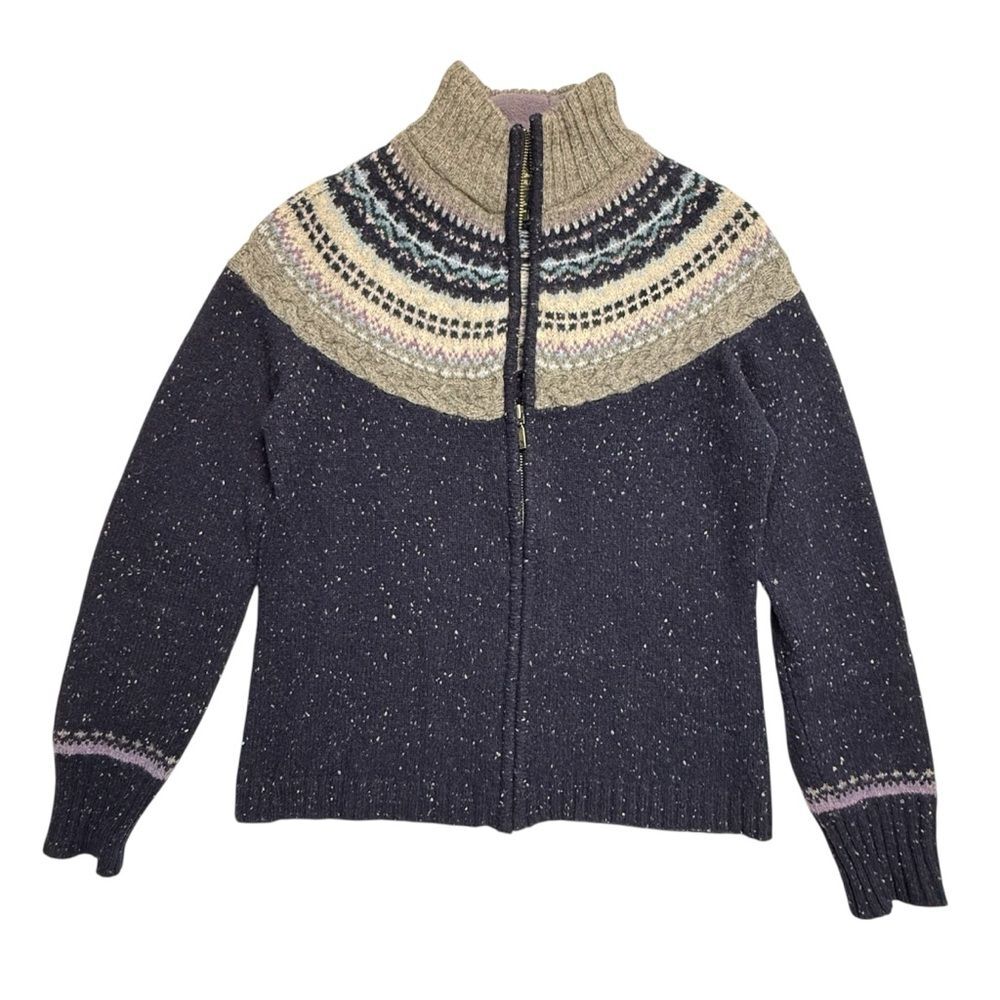 Eddie Bauer Fair Isle Wool Cashmere Cardigan Sweater Women's S Cabin Core